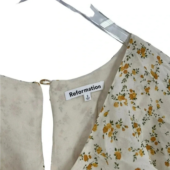 New Reformation Bronwen Capelet Midi Dress in Adagio Ditzy Floral Size 8 B1918 - Picture 8 of 8